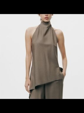 Zara 100% Wool Halter Asymmetric Top – New Without Tags